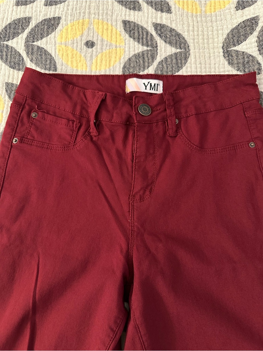 YMI Burgundy High-Rise Skinny Ankle Pants - Picture 7 of 10